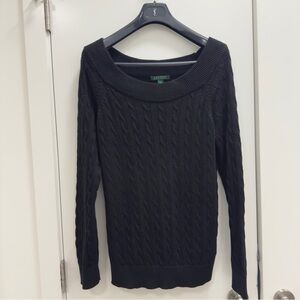 Lauren Ralph Lauren Black Cable Knit Sweater size XL